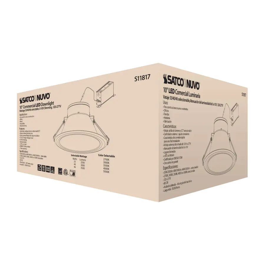 46 Watt Commercial LED Downlight - 10 in. - Color Adjustable - Lumen Adjustable - 120-277 volt - Image 7