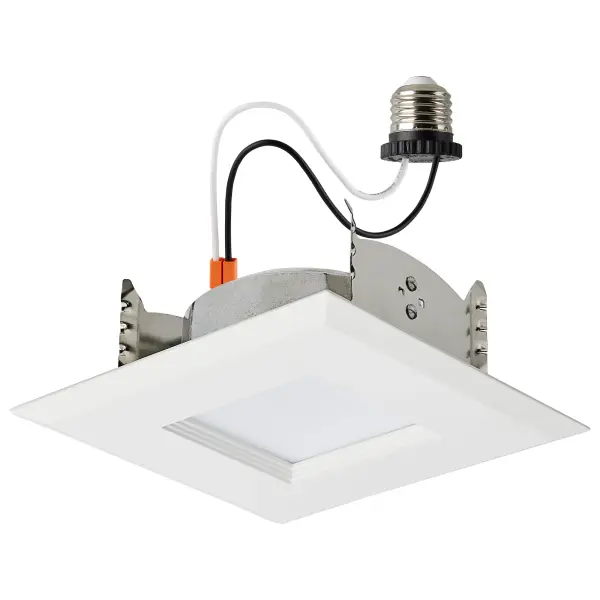 6.7 Watt LED Downlight Retrofit - 4 Inches - CCT Selectable - Square - White Finish - 120 Volt - Image 1