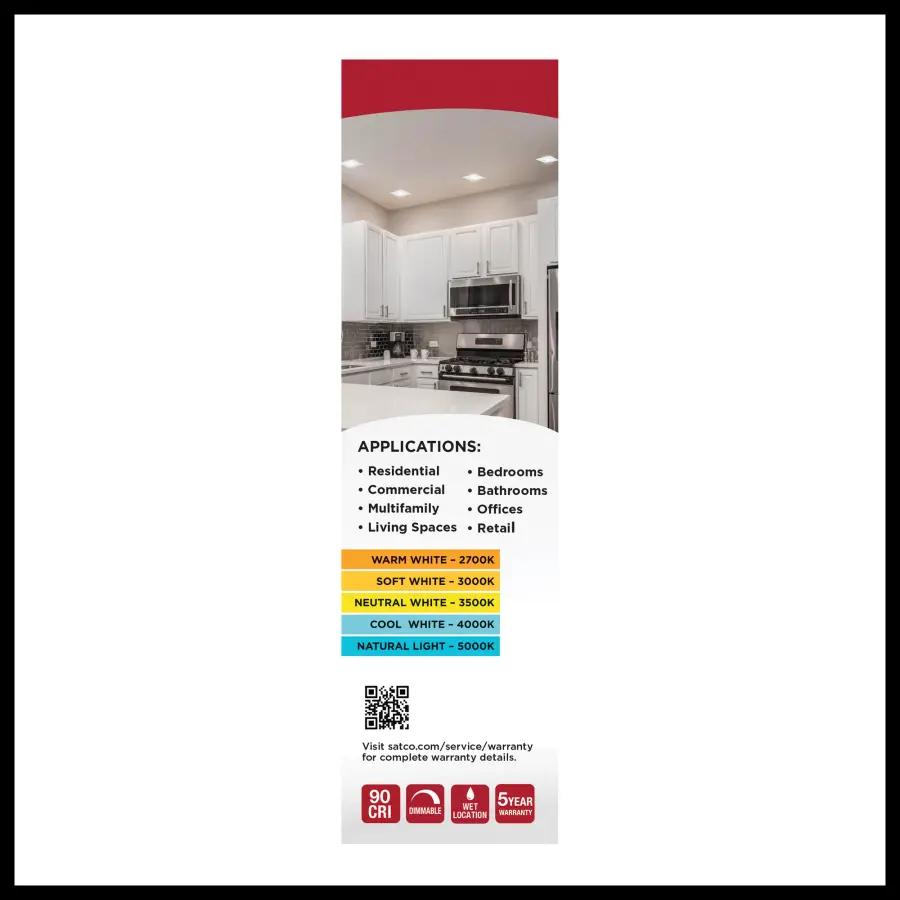 9 Watt LED Downlight Retrofit - 5-6 Inches - CCT Selectable - Square - White Finish - 120 Volt - Image 12