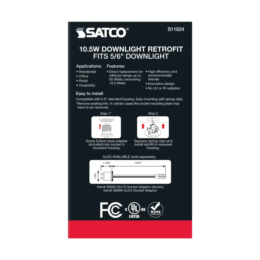10.5 Watt LED Directional Retrofit Downlight - Gimbaled - 5-6 in. - Adjustable Color Temperature - 90 deg. Beam Angle - 120 Volt - Image 11