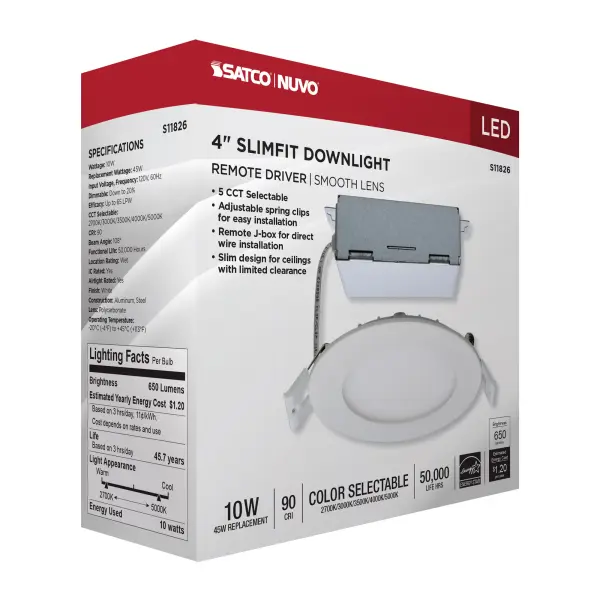 10 Watt - LED Direct Wire Downlight - Edge-lit - 4 inch - CCT Selectable - 120 volt - Dimmable - Round - Remote Driver - Image 14