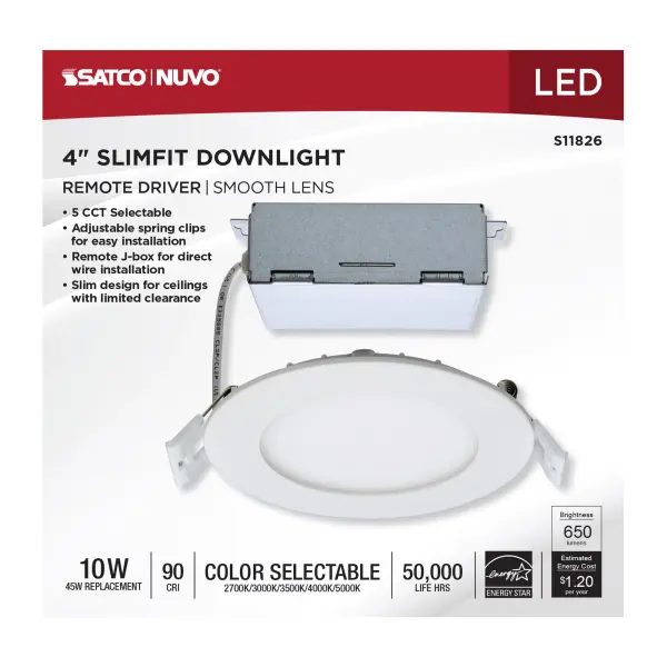 10 Watt - LED Direct Wire Downlight - Edge-lit - 4 inch - CCT Selectable - 120 volt - Dimmable - Round - Remote Driver - Image 9