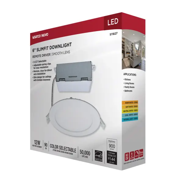 12 Watt - LED Direct Wire Downlight - Edge-lit - 6 inch - CCT Selectable - 120 volt - Dimmable - Round - Remote Driver - Image 13