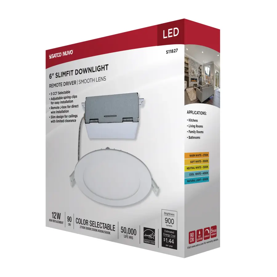 12 Watt - LED Direct Wire Downlight - Edge-lit - 6 inch - CCT Selectable - 120 volt - Dimmable - Round - Remote Driver - Image 13
