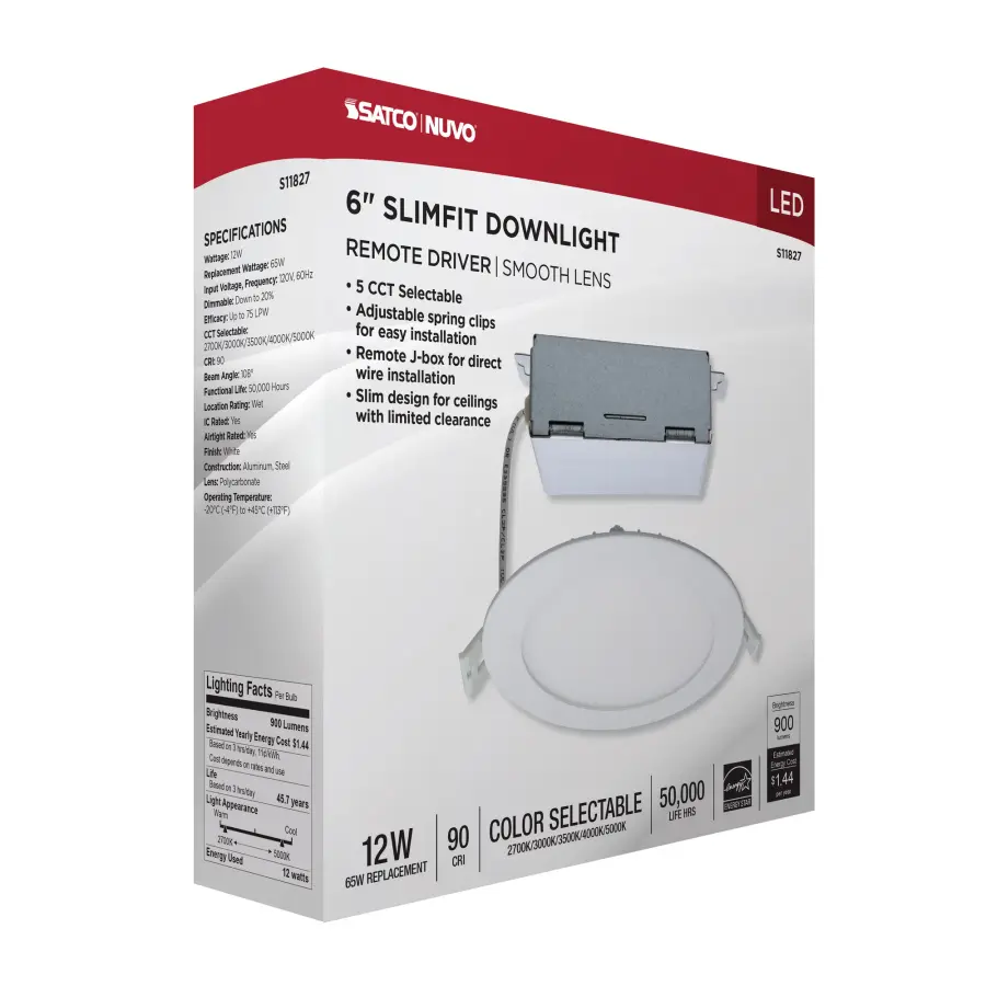 12 Watt - LED Direct Wire Downlight - Edge-lit - 6 inch - CCT Selectable - 120 volt - Dimmable - Round - Remote Driver - Image 14