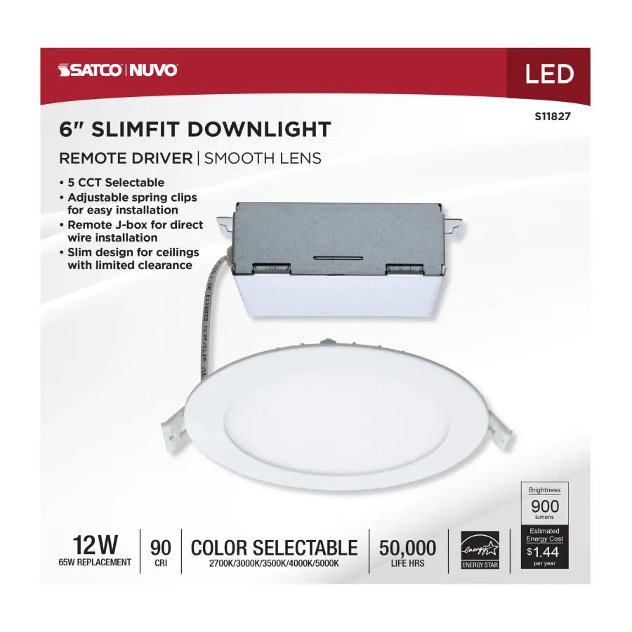 12 Watt - LED Direct Wire Downlight - Edge-lit - 6 inch - CCT Selectable - 120 volt - Dimmable - Round - Remote Driver - Image 9