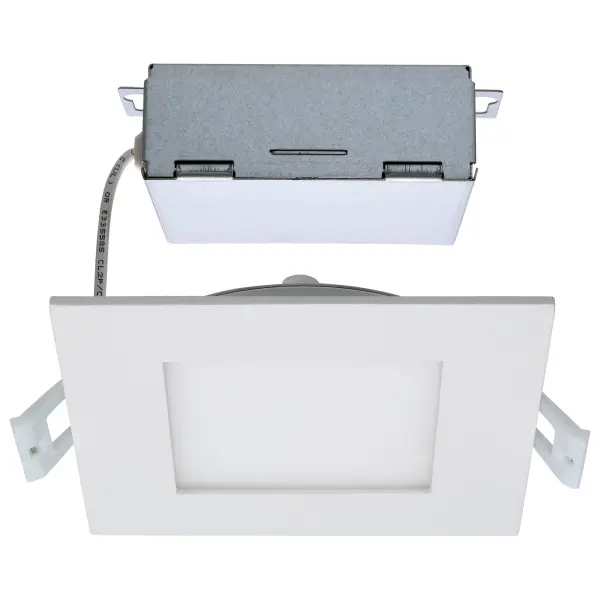 10 Watt - LED Direct Wire Downlight - Edge-lit - 4 inch - CCT Selectable - 120 volt - Dimmable - Square - Remote Driver - Image 1