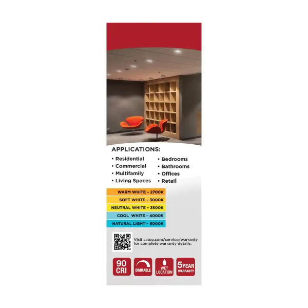 6.7 Watt - LED Downlight Retrofit - 4 Inch - CCT Selectable - 120 Volts - Black Finish - Image 12