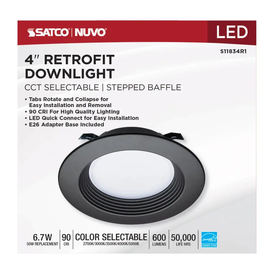 6.7 Watt - LED Downlight Retrofit - 4 Inch - CCT Selectable - 120 Volts - Bronze Finish - Image 10