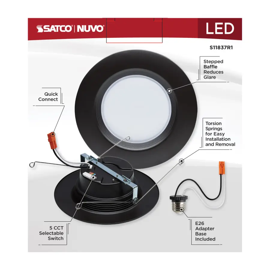 9 Watt - LED Downlight Retrofit - 5-6 Inch - CCT Selectable - 120 Volts - Bronze Finish - Image 11