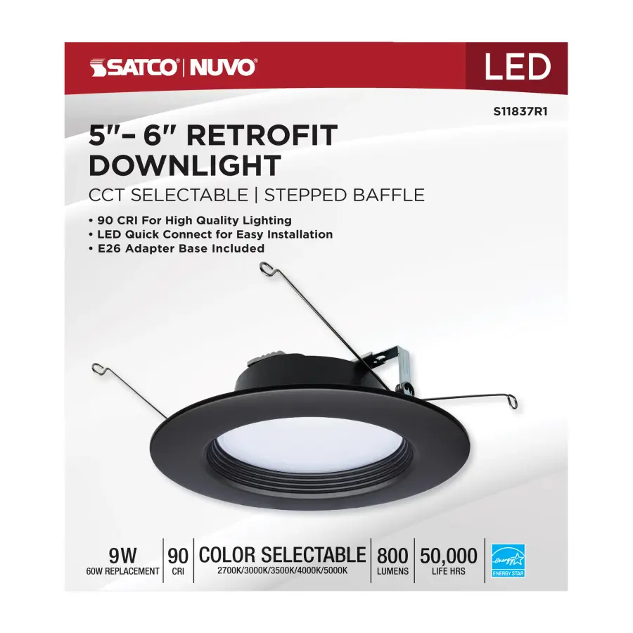 9 Watt - LED Downlight Retrofit - 5-6 Inch - CCT Selectable - 120 Volts - Bronze Finish - Image 10