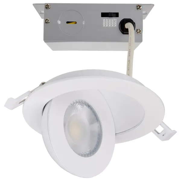 9 Watt - CCT Selectable - LED Direct Wire Downlight - Gimbaled - 4 Inch Round - Remote Driver - White - Image 2