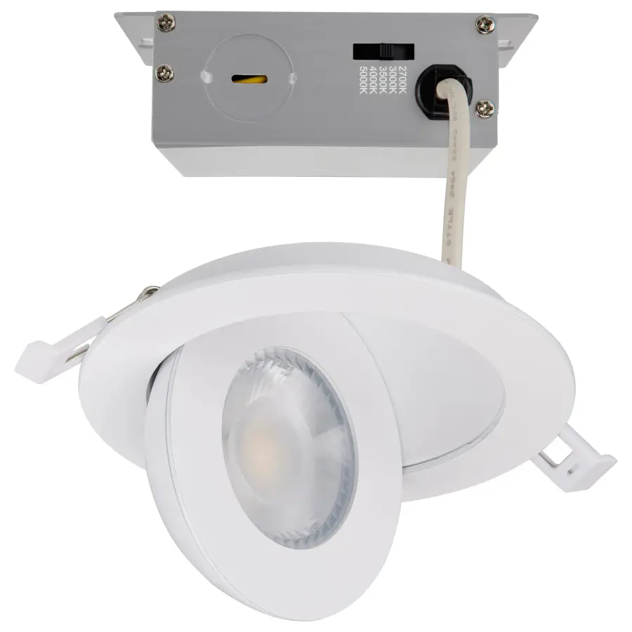 9 Watt - CCT Selectable - LED Direct Wire Downlight - Gimbaled - 4 Inch Round - Remote Driver - White - Image 2