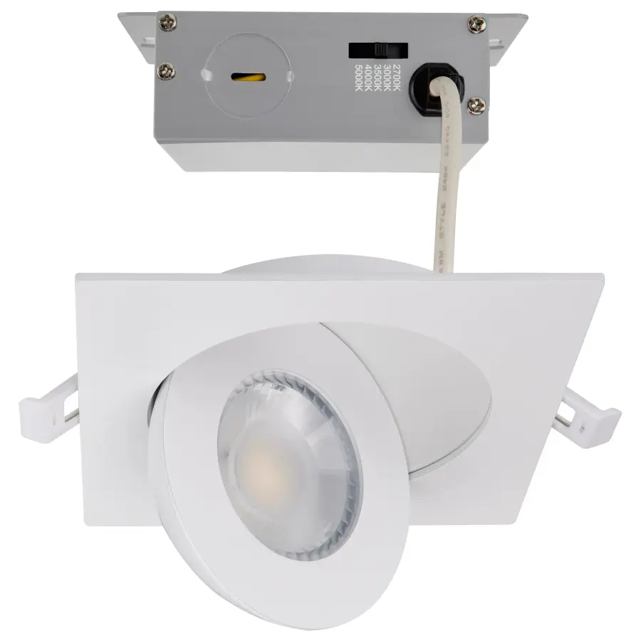 9 Watt - CCT Selectable - LED Direct Wire Downlight - Gimbaled - 4 Inch Square - Remote Driver - White - Image 2