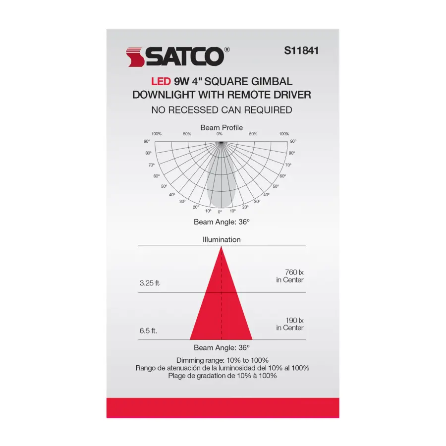 9 Watt - CCT Selectable - LED Direct Wire Downlight - Gimbaled - 4 Inch Square - Remote Driver - White - Image 14