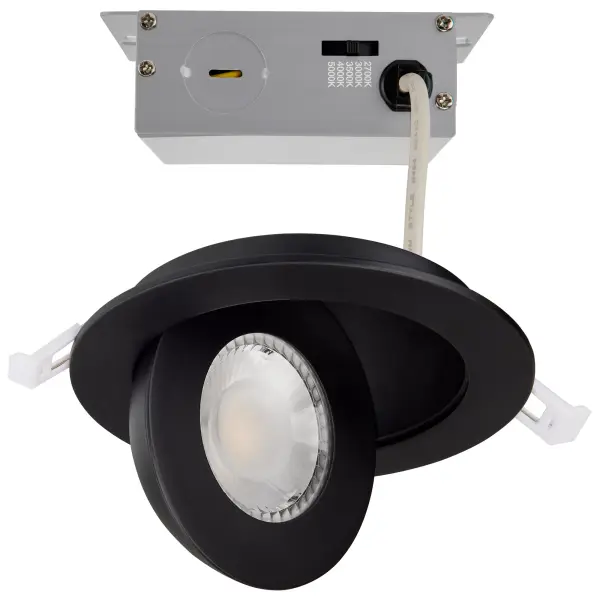 9 Watt - CCT Selectable - LED Direct Wire Downlight - Gimbaled - 4 Inch Round - Remote Driver - Black - Image 2
