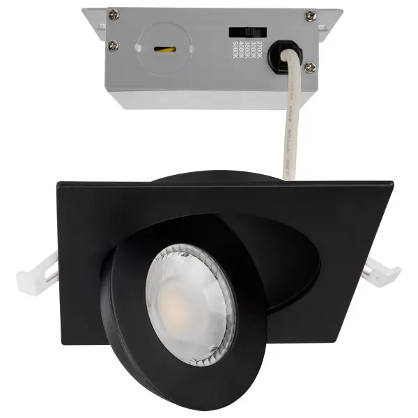 9 Watt - CCT Selectable - LED Direct Wire Downlight - Gimbaled - 4 Inch Square - Remote Driver - Black - Image 2