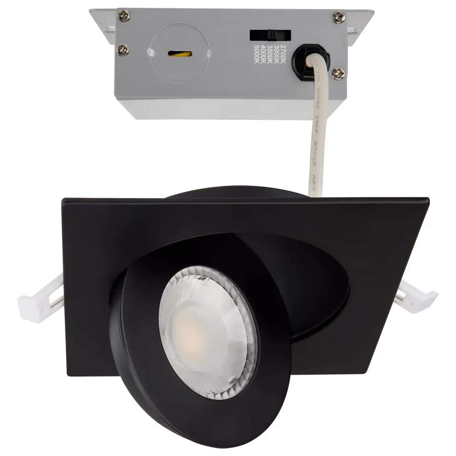 9 Watt - CCT Selectable - LED Direct Wire Downlight - Gimbaled - 4 Inch Square - Remote Driver - Black - Image 2