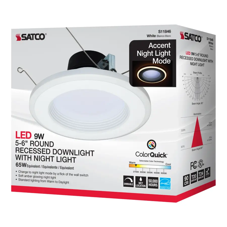 5-6 inch - CCT Selectable - Integrated LED Recessed Downlight with Night Light Feature - Image 23