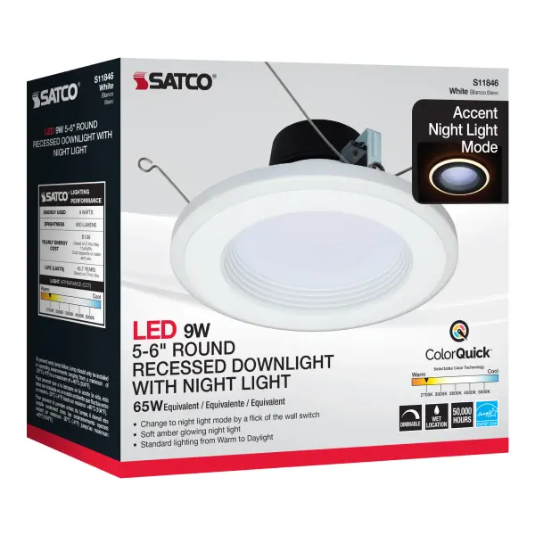 5-6 inch - CCT Selectable - Integrated LED Recessed Downlight with Night Light Feature - Image 24