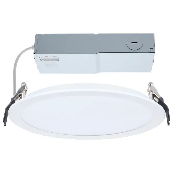 20 Watt - 8 Inch LED Direct Wire Downlight - Remote Driver - CCT Selectable - Dual Dimming - Flat Face - Round - White Finish - Image 1