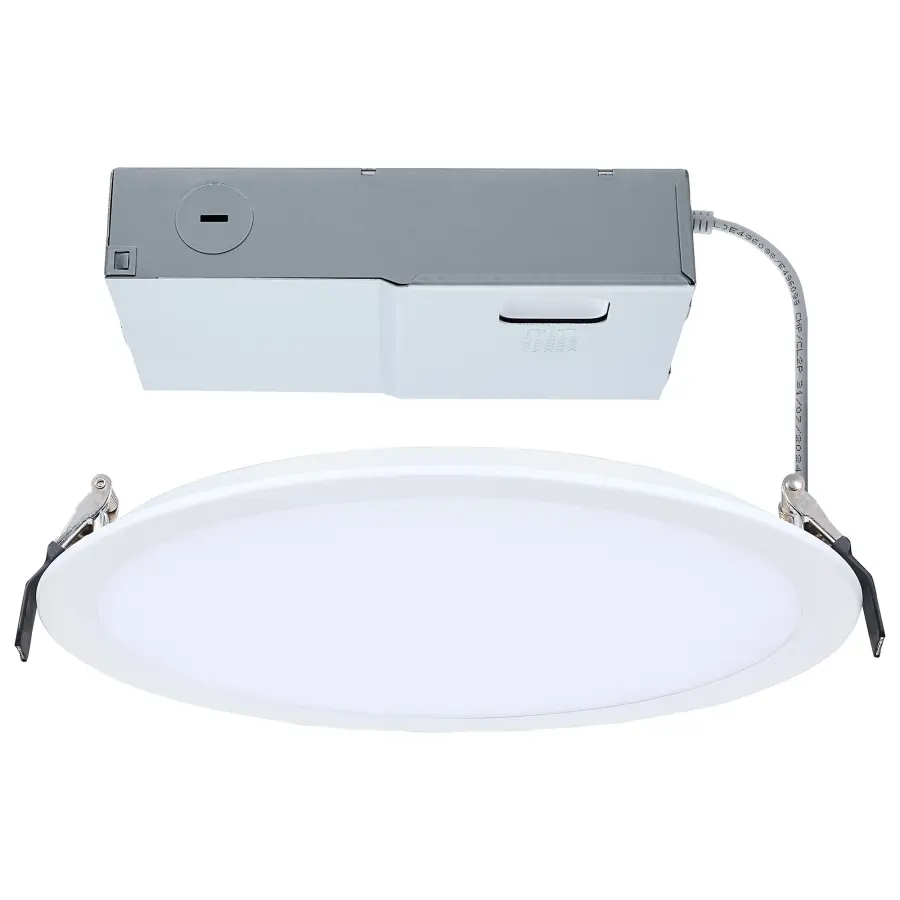 30 Watt - 10 Inch LED Direct Wire Downlight - Remote Driver - CCT Selectable - Dual Dimming - Flat Face - Round - White Finish - Image 1