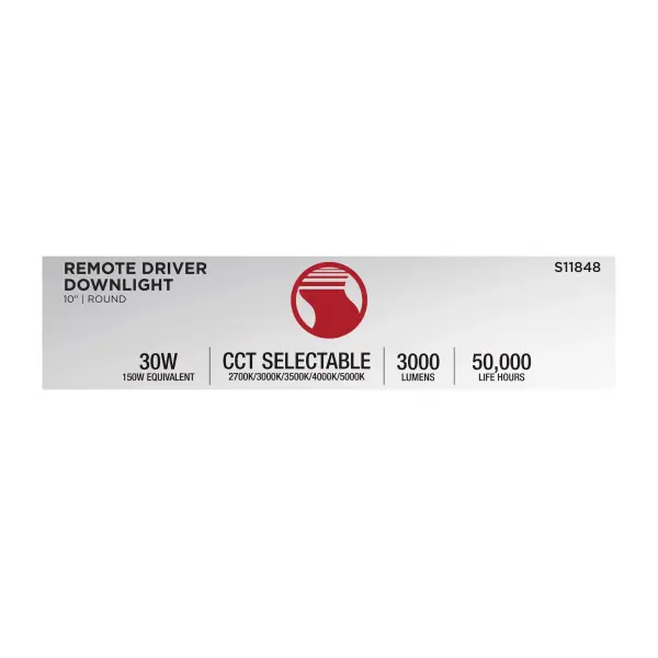30 Watt - 10 Inch LED Direct Wire Downlight - Remote Driver - CCT Selectable - Dual Dimming - Flat Face - Round - White Finish - Image 10