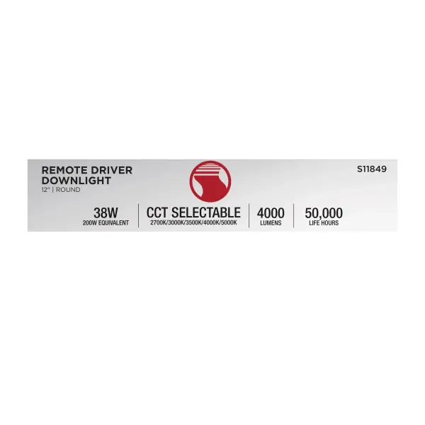 38 Watt - 12 Inch LED Direct Wire Downlight - Remote Driver - CCT Selectable - Dual Dimming - Flat Face - Round - White Finish - Image 10