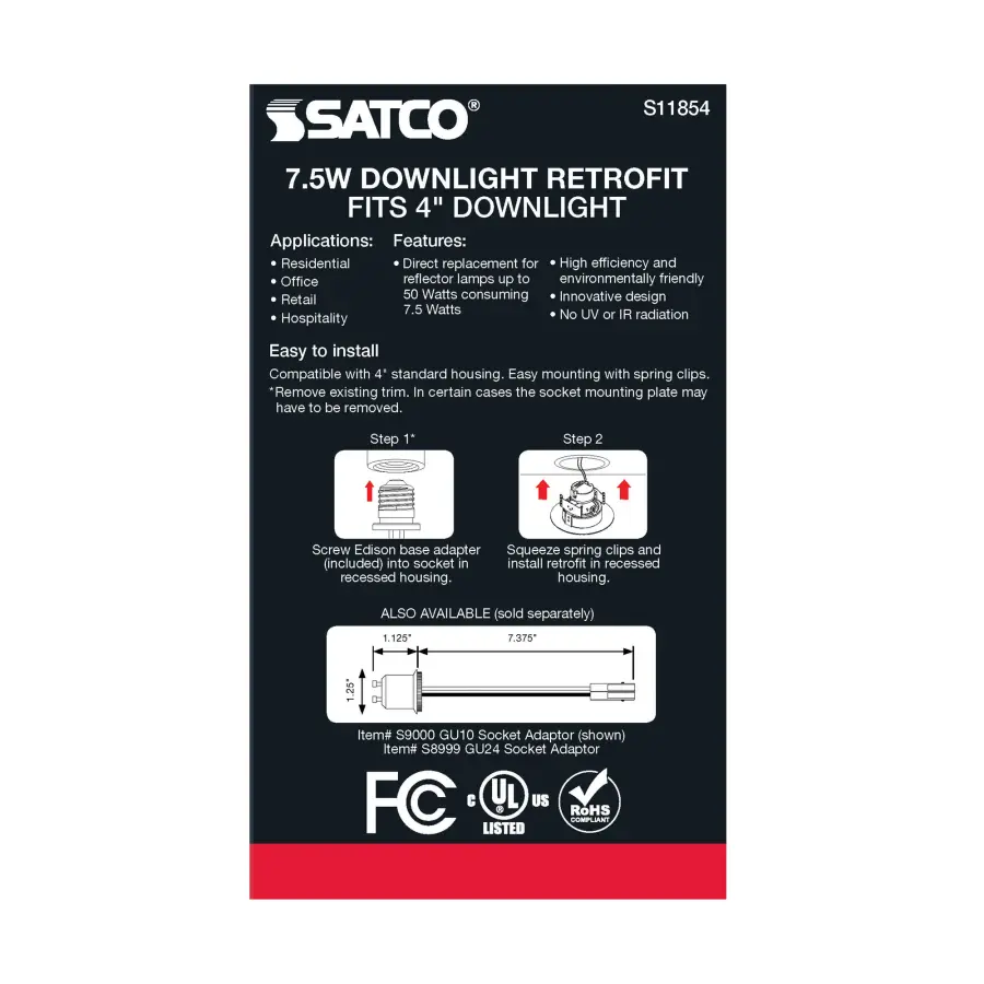 7.5 Watt - LED Retrofit Downlight - Gimbaled - 120 Volt - CCT Selectable - Black Finish - Image 7