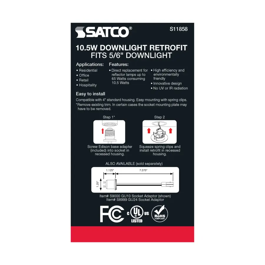 10.5 Watt - LED Retrofit Downlight - Gimbaled - 120 Volt - CCT Selectable - Brushed Nickel Finish - Image 7
