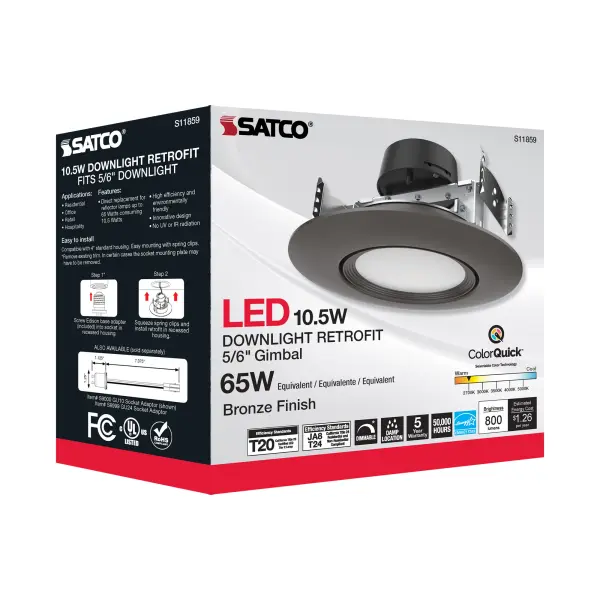 10.5 Watt - LED Retrofit Downlight - Gimbaled - 120 Volt - CCT Selectable - Bronze Finish - Image 9