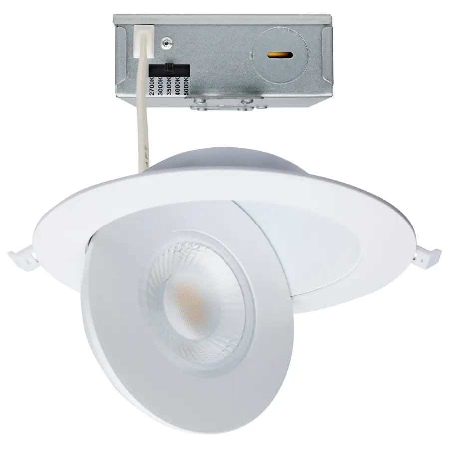 15 Watt - CCT Selectable - LED Direct Wire Downlight - Gimbaled - 6 Inch Round - Remote Driver - White - Image 1