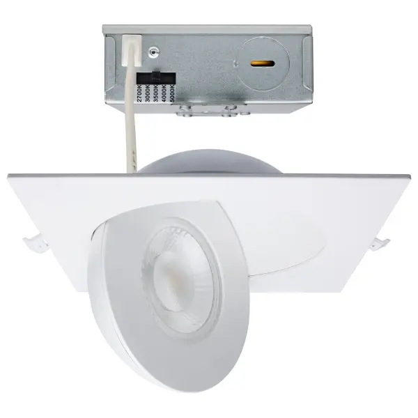 15 Watt - CCT Selectable - LED Direct Wire Downlight - Gimbaled - 6 Inch Square - Remote Driver - White - Image 1