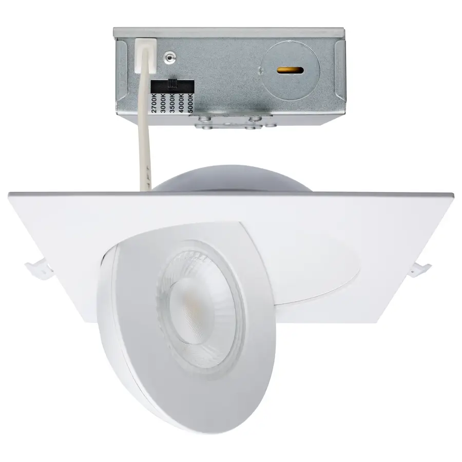 15 Watt - CCT Selectable - LED Direct Wire Downlight - Gimbaled - 6 Inch Square - Remote Driver - White - Image 1