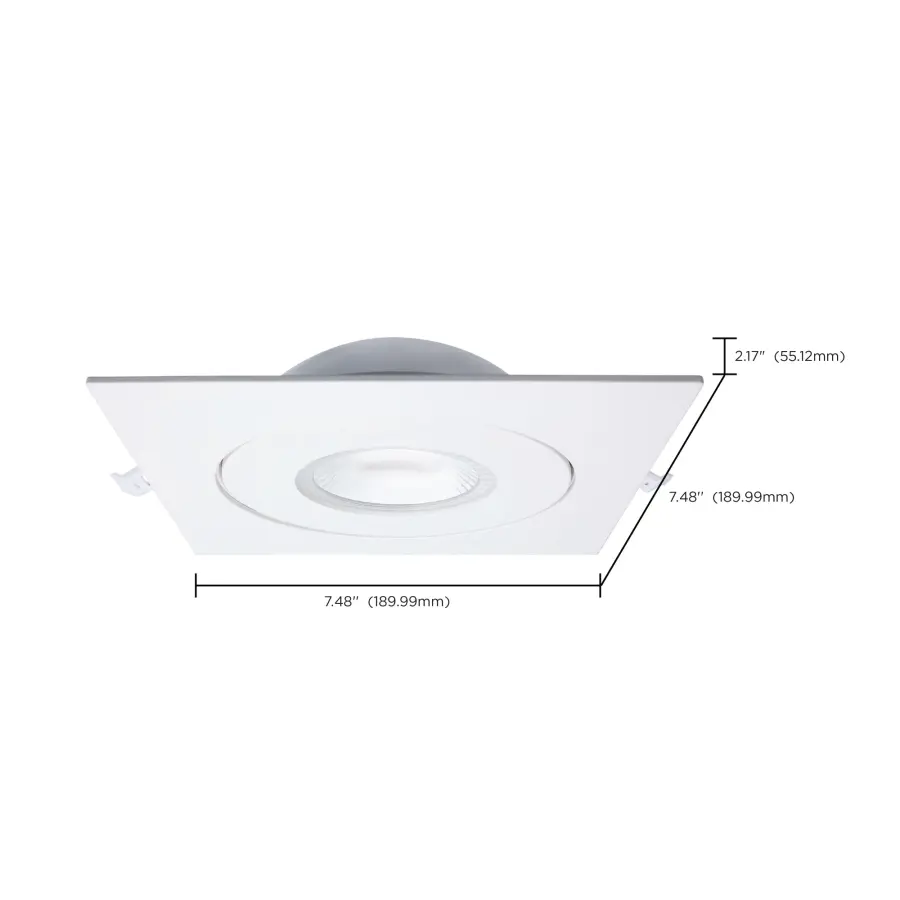 15 Watt - CCT Selectable - LED Direct Wire Downlight - Gimbaled - 6 Inch Square - Remote Driver - White - Image 17