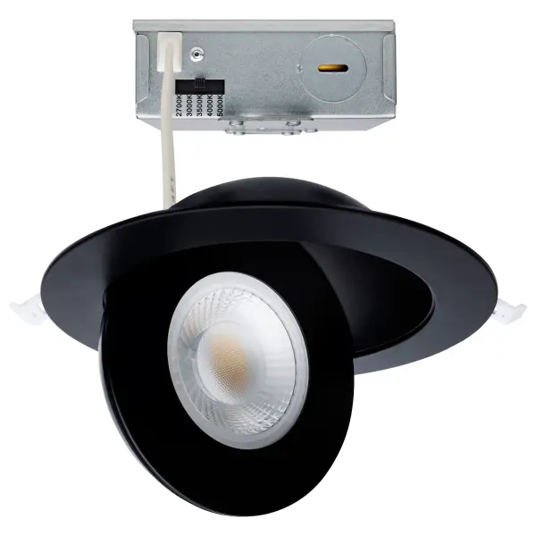 15 Watt - CCT Selectable - LED Direct Wire Downlight - Gimbaled - 6 Inch Round - Remote Driver - Black - Image 1