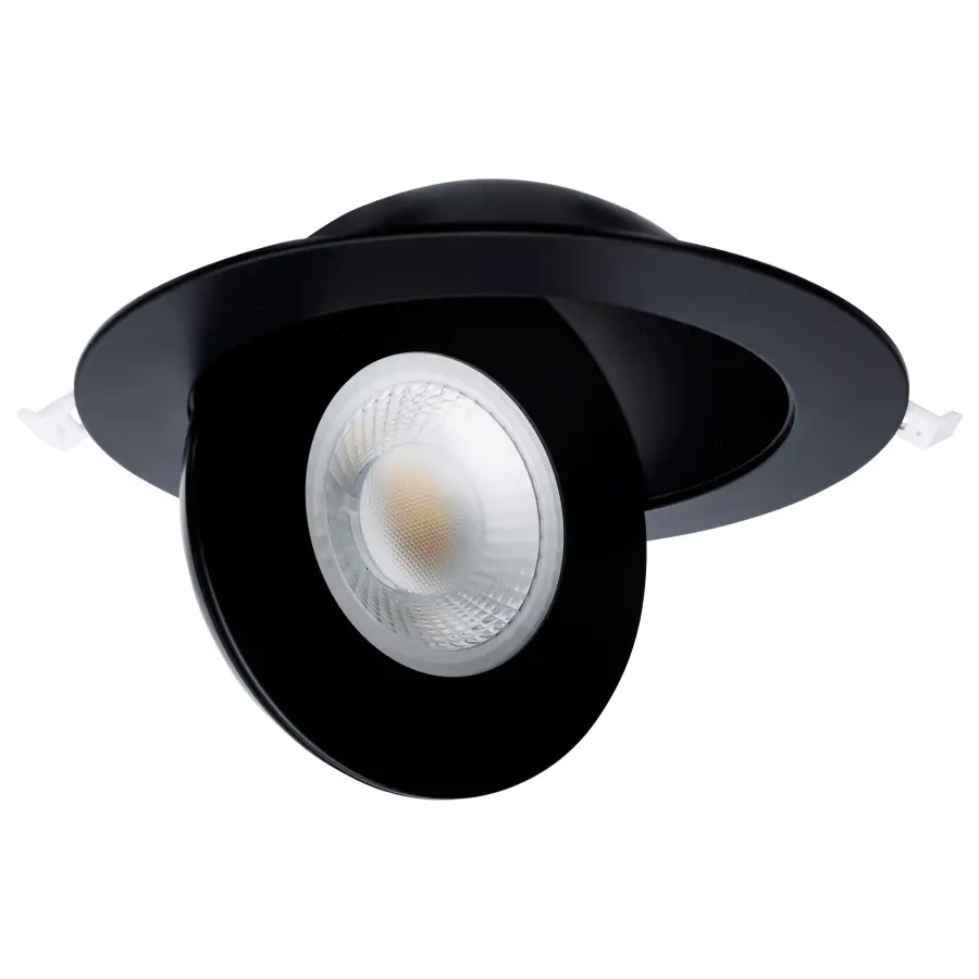 15 Watt - CCT Selectable - LED Direct Wire Downlight - Gimbaled - 6 Inch Round - Remote Driver - Black - Image 4