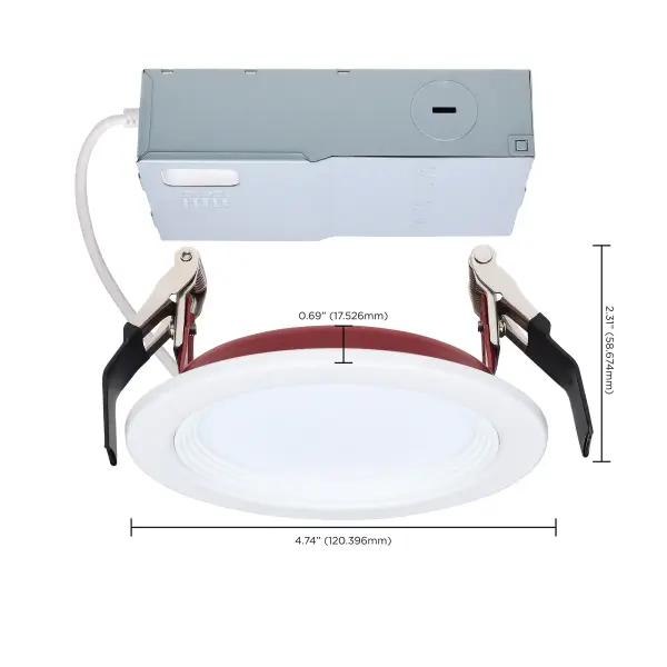 10 Watt LED - Fire Rated 4 Inch Direct Wire Slim Fit Step Baffle Downlight - Round Shape - White Finish - CCT Selectable - 120 Volts - Dimmable - Image 18
