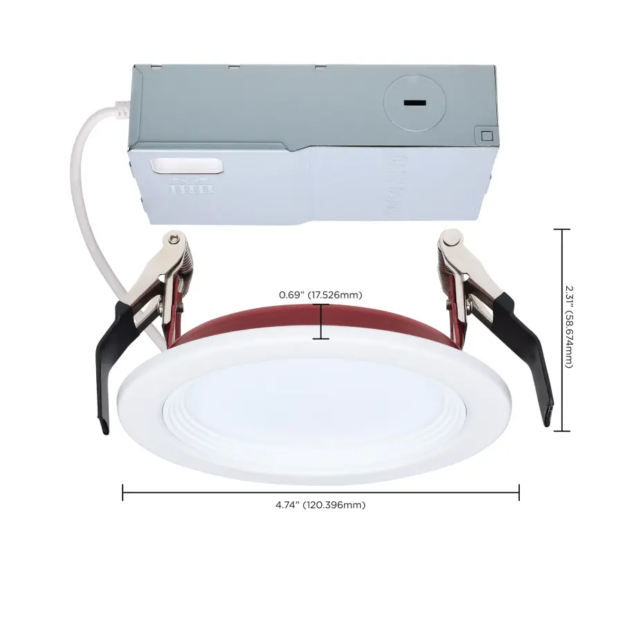 10 Watt LED - Fire Rated 4 Inch Direct Wire Slim Fit Step Baffle Downlight - Round Shape - White Finish - CCT Selectable - 120 Volts - Dimmable - Image 18