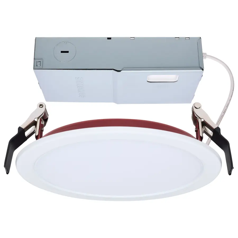 13 Watt LED - Fire Rated 6 Inch - Direct Wire Slim Fit Flat Face Downlight - Round Shape - White Finish - CCT Selectable - 120-277 Volts - 0-10V Dimmable - Image 1