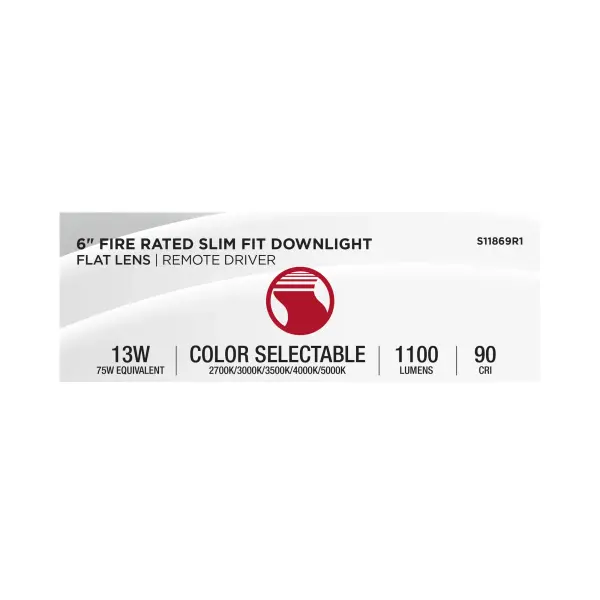 13 Watt LED - Fire Rated 6 Inch - Direct Wire Slim Fit Flat Face Downlight - Round Shape - White Finish - CCT Selectable - 120-277 Volts - 0-10V Dimmable - Image 15