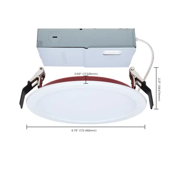 13 Watt LED - Fire Rated 6 Inch - Direct Wire Slim Fit Flat Face Downlight - Round Shape - White Finish - CCT Selectable - 120-277 Volts - 0-10V Dimmable - Image 18
