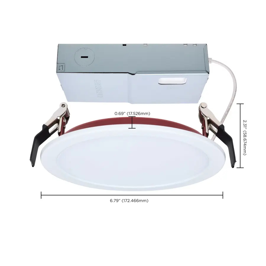 13 Watt LED - Fire Rated 6 Inch - Direct Wire Slim Fit Flat Face Downlight - Round Shape - White Finish - CCT Selectable - 120-277 Volts - 0-10V Dimmable - Image 18