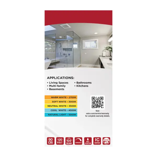 12 Watt LED Direct Wire Downlight - Slimfit - Smooth Baffle - 6 Inch - CCT Selectable - Square - Remote Driver - White Finish - Image 11