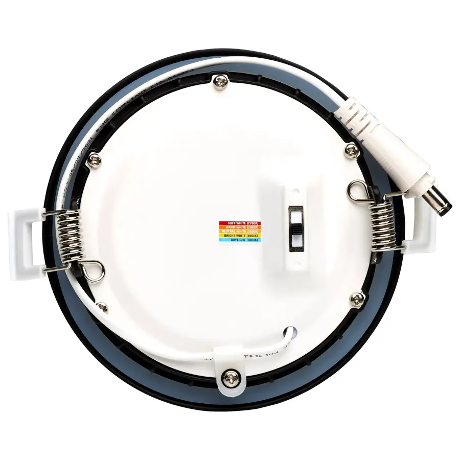 10 Watt - LED Direct Wire Downlight - Edge-lit - 4 inch - CCT Selectable - 120 volt - Dimmable - Round - Remote Driver - Black Finish - Image 5