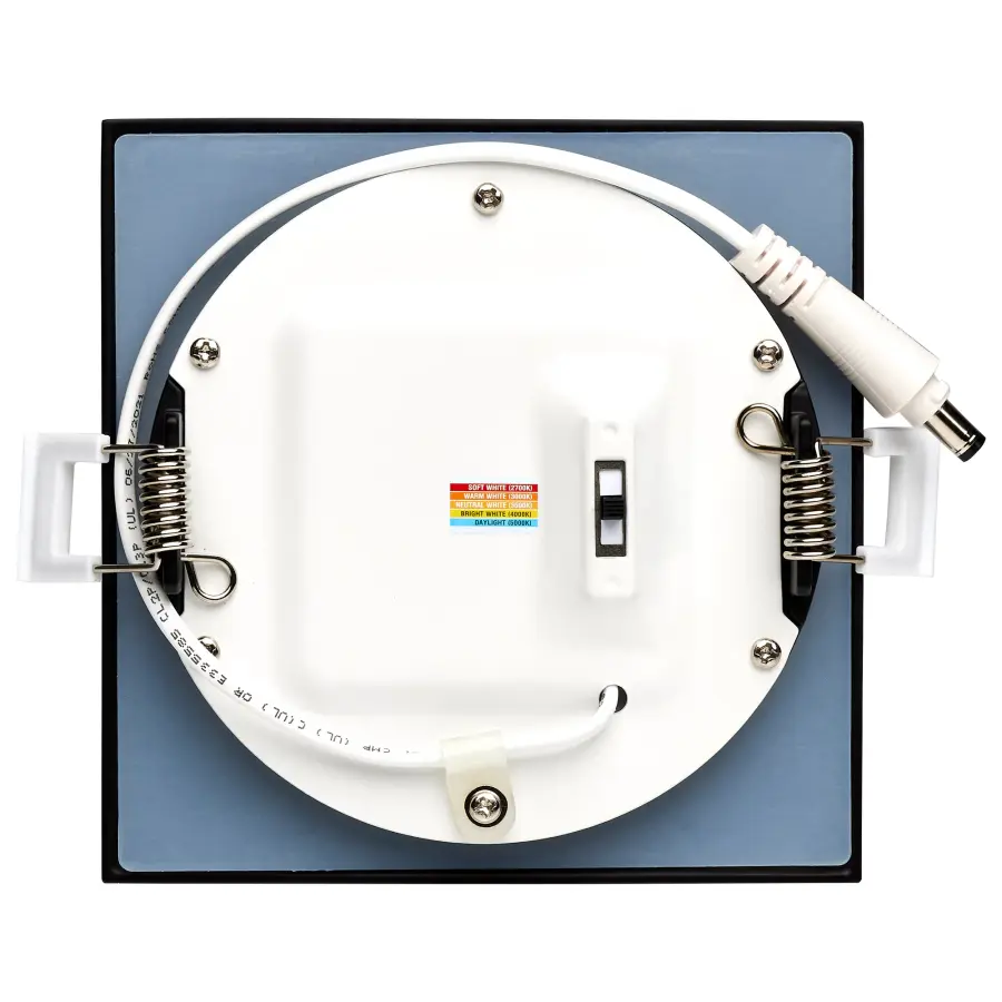 10 Watt - LED Direct Wire Downlight - Edge-lit - 4 inch - CCT Selectable - 120 volt - Dimmable - Square - Remote Driver - Black Finish - Image 5