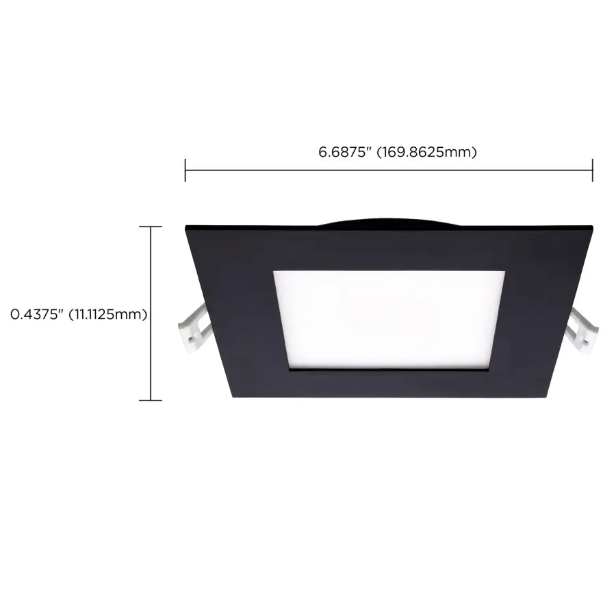 12 Watt - LED Direct Wire Downlight - Edge-lit - 6 inch - CCT Selectable - 120 volt - Dimmable - Square - Remote Driver - Black Finish - Image 13