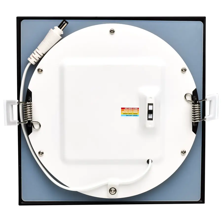 12 Watt - LED Direct Wire Downlight - Edge-lit - 6 inch - CCT Selectable - 120 volt - Dimmable - Square - Remote Driver - Black Finish - Image 5