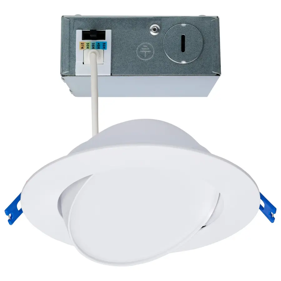14 Watt - 6" - Directional Low-Profile Downlight - CCT Selectable - 120 Volt - White Finish - Image 1