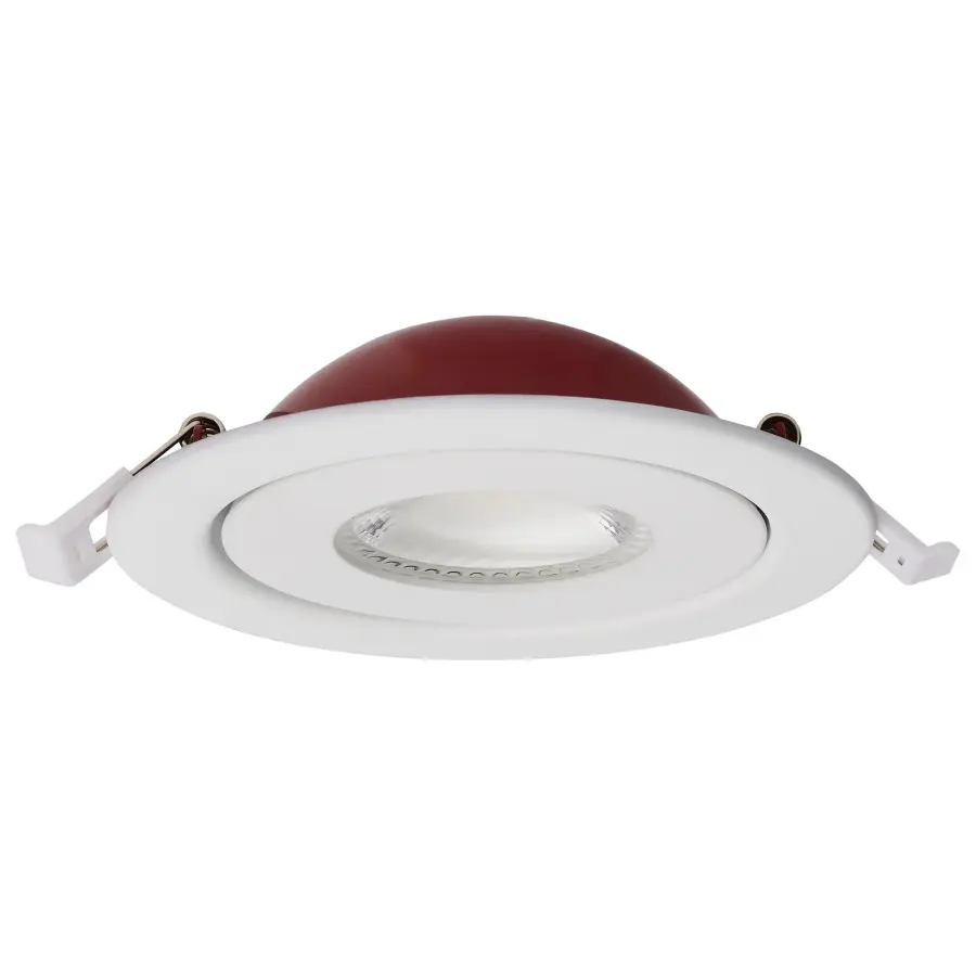 9 Watt LED - Fire Rated - 4 Inch Direct Wire Directional Downlight - Round Shape - White Finish - CCT Selectable - Dimmable - 120 Volts - Image 2